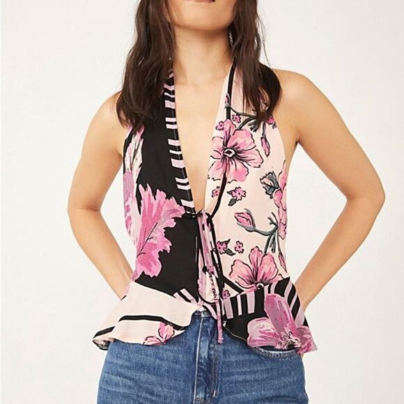 Hot Tropics Free People floral lightweight halter - Picture 1 of 4
